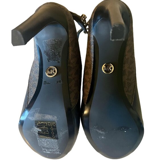 Michael Kors Boots Womens Size 5.5 Black Peep Toe Booties Heels MK - Picture 5 of 7